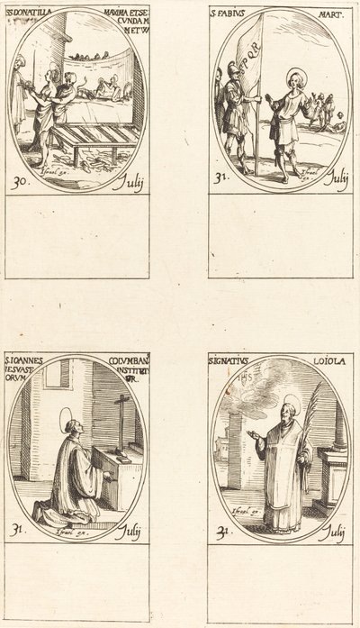 Sts. Donatilla, Maxima & Secunda; St. Fabius; St. John Colombini; St. Ignatius Loyola door Jacques Callot
