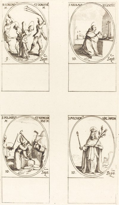 St. Gorgonius & Dorothea, St. Nicolaas van Tolentino, St. Polianus & Nemesianus, St. Pul door Jacques Callot