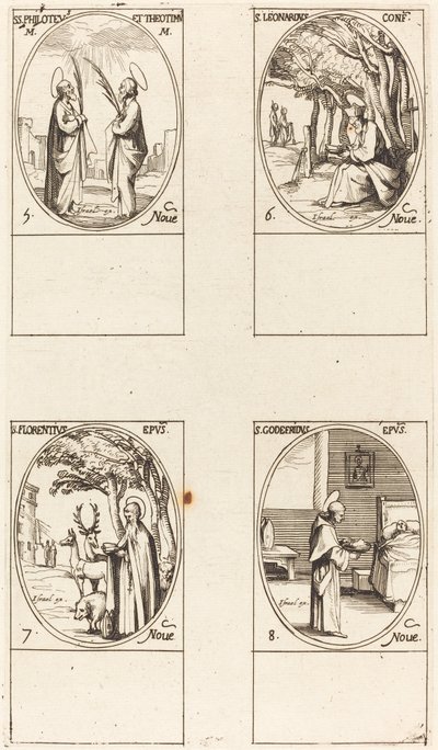 Sts. Philoteus en Theotimus, St. Leonard, St. Florentinus, St. Godfrey door Jacques Callot
