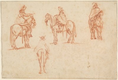Studie van vier ruiters door Jacques Callot