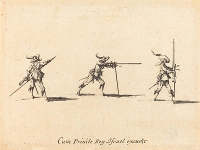 Het Innemen van de Schietpositie met het Musket door Jacques Callot