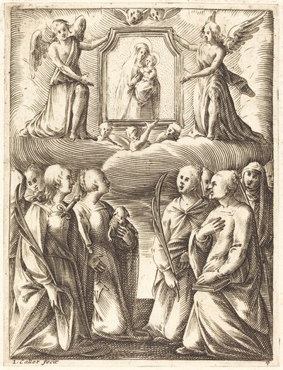 De Aanbidding van de Maagd en het Kind door Jacques Callot