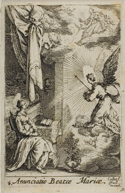 De Annunciatie, uit Het leven van de Maagd door Jacques Callot