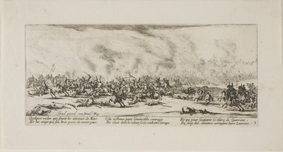 De slag, plaat drie uit De ellende van de oorlog door Jacques Callot