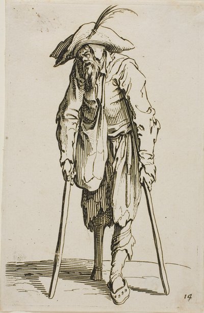 De Bedelaar met het Houten Been, plaat veertien uit De Bedelaars door Jacques Callot