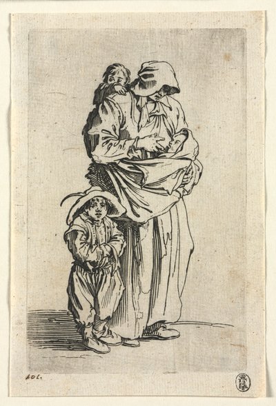 De bedelaars: Een moeder en haar drie kinderen door Jacques Callot