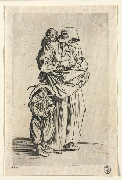 De Bedelaars: Een Moeder en Haar Drie Kinderen, c. 1623 door Jacques Callot