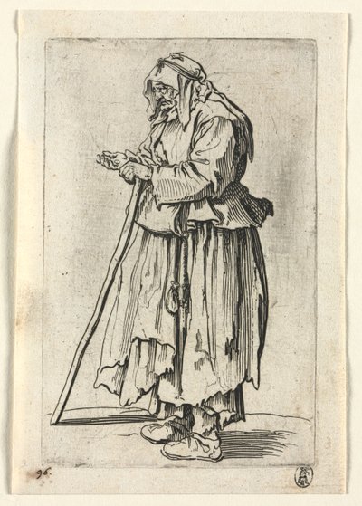 De Bedelaars: Bedelares komt aalmoezen ontvangen, ca. 1623 door Jacques Callot