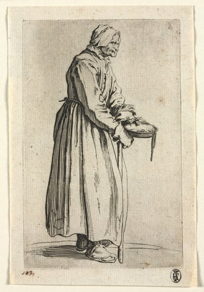 De Bedelaars: Bedelares met haar aalmoezenkom, ca. 1623 door Jacques Callot