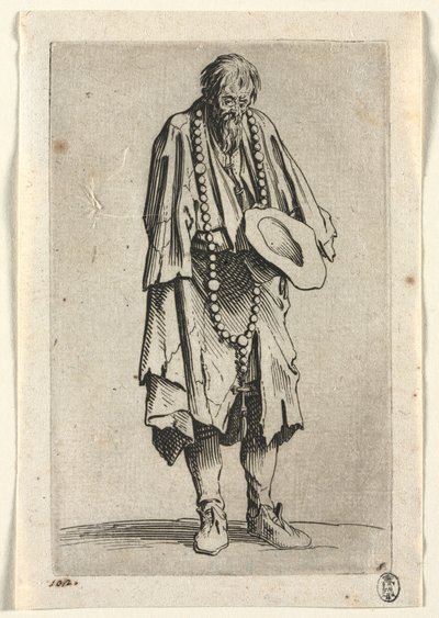 De Bedelaars: Bedelaar met Rozenkrans, ca. 1623 door Jacques Callot