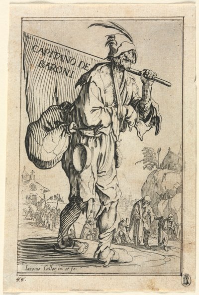De bedelaars: Frontispice: Kapitein van de baronnen, ca. 1623 door Jacques Callot