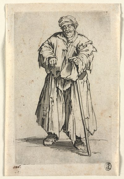 De Bedelaars: Obese Bedelaar met Neergeslagen Ogen door Jacques Callot