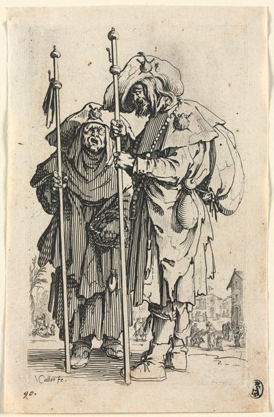 De Bedelaars: De Twee Pelgrims, ca. 1623 door Jacques Callot