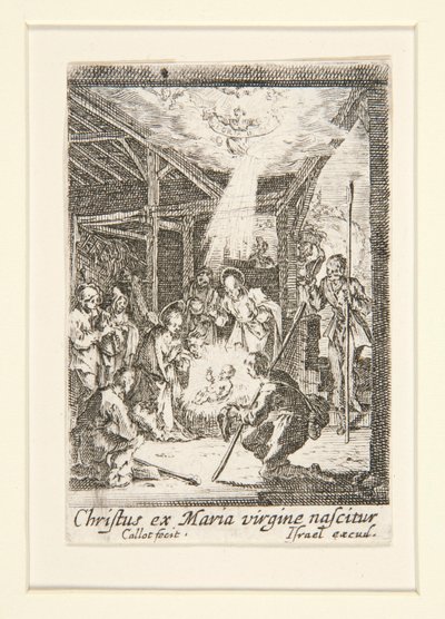 De geboorte van Christus, nr. 7 uit Het leven van de Maagd door Jacques Callot