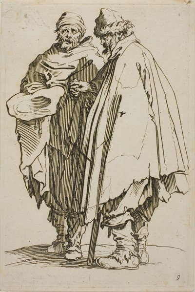 De blinde man en zijn metgezel, plaat negen uit De bedelaars door Jacques Callot