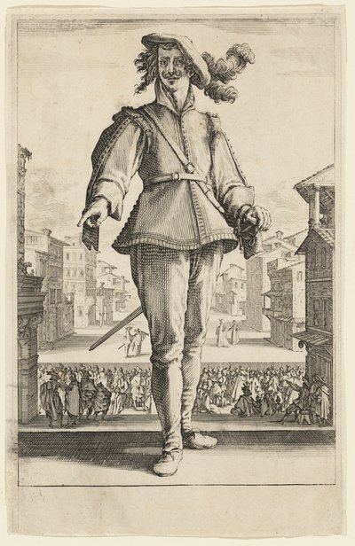 De kapitein of de minnaar, uit Drie Italiaanse komieken door Jacques Callot
