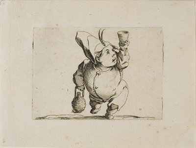 De drinker gezien van voren, uit Varie Figure Gobbi door Jacques Callot