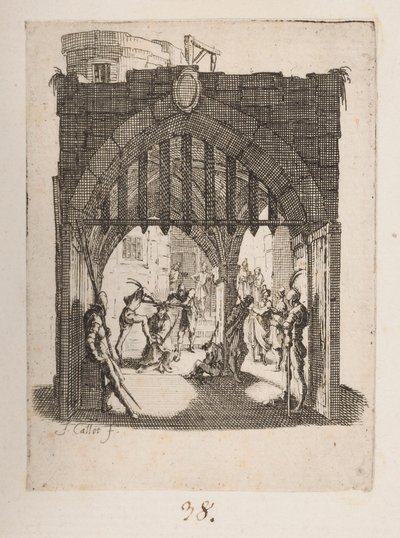 De geseling, nr. 6 van 11 uit La Petite Passion door Jacques Callot