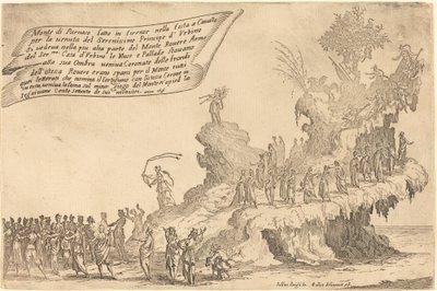De vlot van de berg Parnassus door Jacques Callot