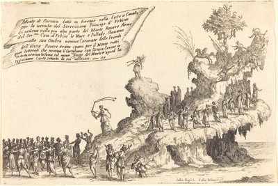De drijver van de berg Parnassus, 1616 door Jacques Callot