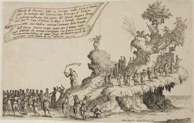 De praalwagen van de berg Parnassus, uit De oorlog van schoonheid door Jacques Callot