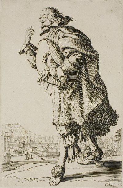De generaal die groet terwijl hij zijn hoed onder zijn arm houdt, plaat twee uit La Noblesse door Jacques Callot
