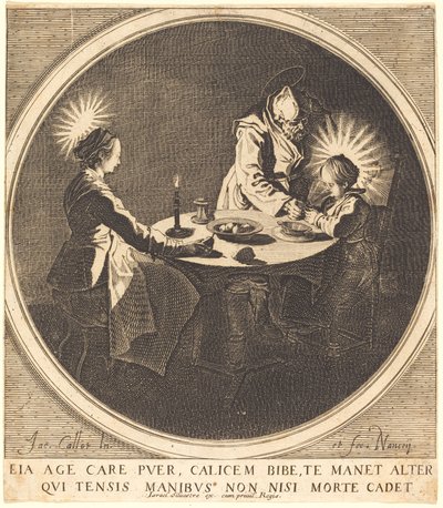 De Heilige Familie aan Tafel door Jacques Callot