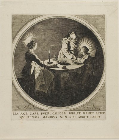 De Heilige Familie aan Tafel door Jacques Callot
