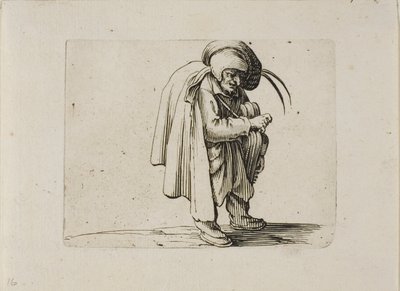 De Draailier Speler, uit Varie Figure Gobbi door Jacques Callot