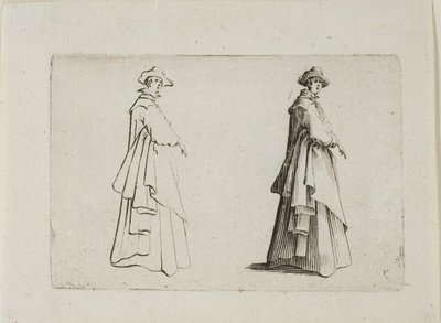 De Dame met Volledige Kleding, uit De Caprices door Jacques Callot