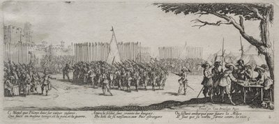 De Grote Ellende van de Oorlog: Inschrijving van de Troepen door Jacques Callot