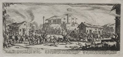 De Grote Ellende van de Oorlog: Plundering en Verbranding van een Dorp door Jacques Callot