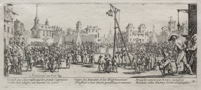 De grote ellende van de oorlog: De Strappado, 1633 door Jacques Callot