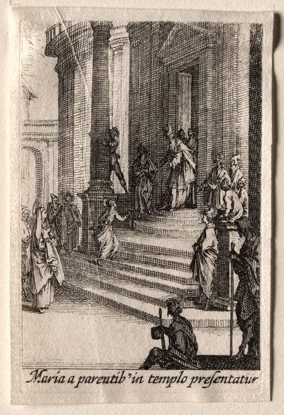 Het Leven van de Maagd: De Presentatie van de Maagd in de Tempel door Jacques Callot