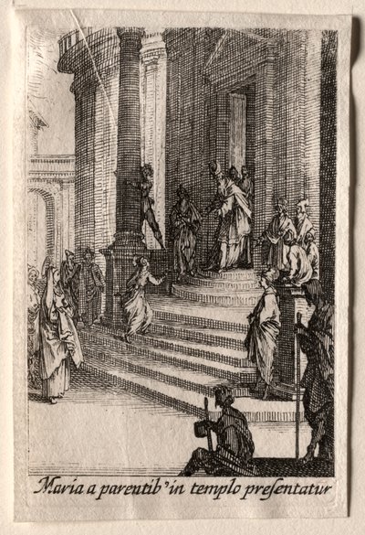 Het Leven van de Maagd: De Presentatie van de Maagd in de Tempel door Jacques Callot