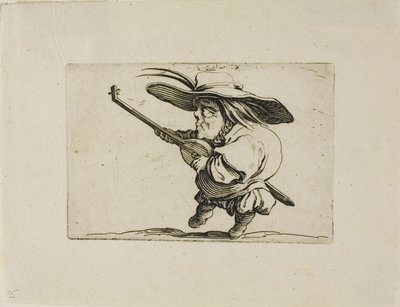 De Luitspeler, uit Varie Figure Gobbi door Jacques Callot