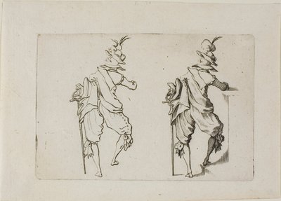 De Man Gezien van Achteren met een Groot Zwaard, uit De Caprices door Jacques Callot