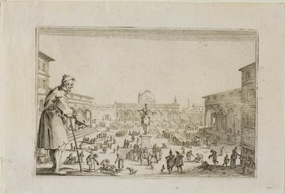 De Mars van het Paleis van de Aankondiging naar Florence, uit De Caprices door Jacques Callot