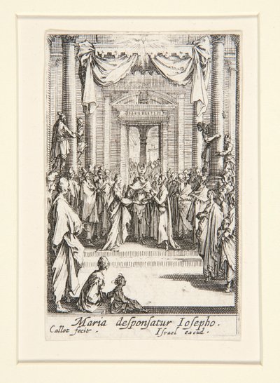 Het huwelijk van de Maagd, nr. 4 uit Het leven van de Maagd door Jacques Callot