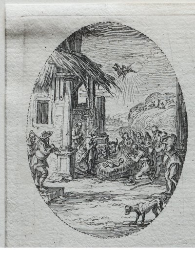 De Mysteriën van de Passie: De Aanbidding door de Herders door Jacques Callot