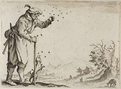 De Boer Aangevallen door Bijen, uit De Caprices door Jacques Callot