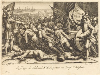 De herinscheping van de troepen, ca. 1614 door Jacques Callot