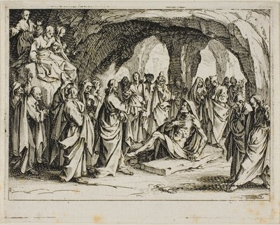 De opstanding van Lazarus, uit Het Nieuwe Testament door Jacques Callot