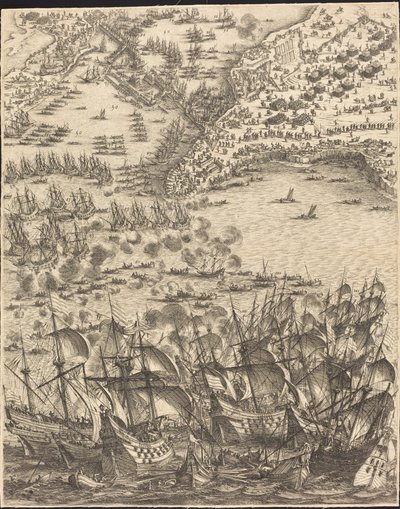 Het beleg van La Rochelle [plaat 11 van 16; set omvat 1952.8.97-112] door Jacques Callot