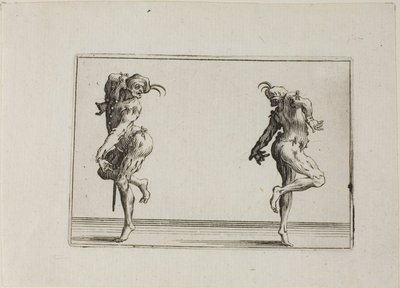 De twee pantalons die hun rug toekeren, uit De Caprices door Jacques Callot