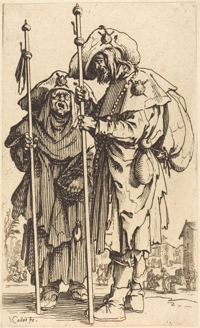 De Twee Pelgrims, ca. 1622 door Jacques Callot