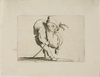 De oneven met een stok, uit Varie Figure Gobbi door Jacques Callot