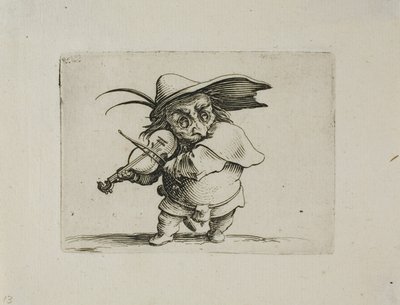 De violist, uit Varie Figure Gobbi door Jacques Callot