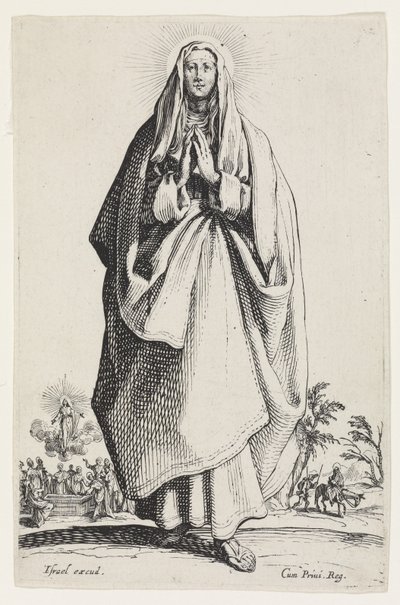 De Maagd Maria uit Les Grands Apôtres, 1631 door Jacques Callot