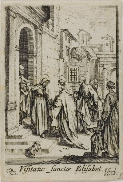 De Visitatie van Sint Elizabeth, uit Het leven van de Maagd door Jacques Callot